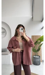 Tarçın Oversize Tensel Gömlek Kod: 4612