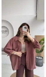 Tarçın Oversize Tensel Gömlek Kod: 4612