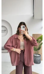 Tarçın Oversize Tensel Gömlek Kod: 4612