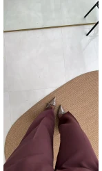 Pileli Palazzo Dökümlü Kumaş Pantolon - Gül Kurusu - Kod: 51078