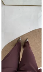 Pileli Palazzo Dökümlü Kumaş Pantolon - Gül Kurusu - Kod: 51078