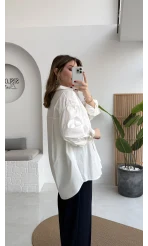 Önü Yırtmaçlı Gömlek - Beyaz - Kod: 5010