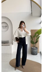 Önü Yırtmaçlı Gömlek - Beyaz - Kod: 5010