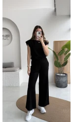 Nathalie Vatkalı Sıfır Kol Takım - Siyah