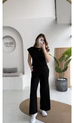 Nathalie Vatkalı Sıfır Kol Takım - Siyah