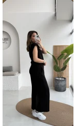 Nathalie Vatkalı Sıfır Kol Takım - Siyah