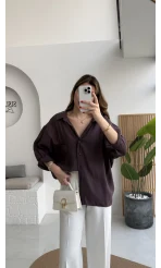 Mürdüm Oversize Tensel Gömlek Kod: 4612