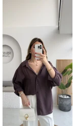 Mürdüm Oversize Tensel Gömlek Kod: 4612