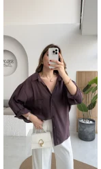 Mürdüm Oversize Tensel Gömlek Kod: 4612