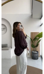 Mürdüm Oversize Tensel Gömlek Kod: 4612