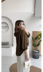 Kahverengi Oversize Tensel Gömlek Kod: 4612