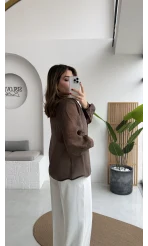 Maisie Vatkalı Transparan Bağlamalı Gömlek - Kahve - Kod: 5029