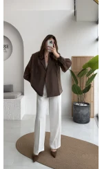 Maisie Vatkalı Transparan Bağlamalı Gömlek - Kahve - Kod: 5029