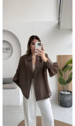 Maisie Vatkalı Transparan Bağlamalı Gömlek - Kahve - Kod: 5029