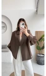 Maisie Vatkalı Transparan Bağlamalı Gömlek - Kahve - Kod: 5029