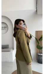 Lucy Fularlı Bele Oturan Blazer Ceket - Haki