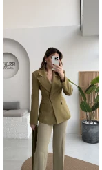 Lucy Fularlı Bele Oturan Blazer Ceket - Haki