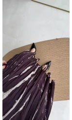 Parçalı Kemerli Asimetrik Kesim Etek - Mürdüm - Kod: 3369