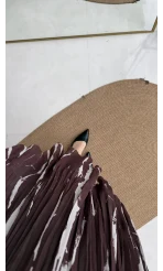 Parçalı Kemerli Asimetrik Kesim Etek - Kahve - Kod: 3369