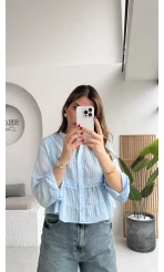 Bloom Bebe Mavisi Dantel Gömlek - Kod: 2214