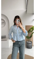 Bloom Bebe Mavisi Dantel Gömlek - Kod: 2214