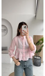 Bloom Pembe Dantel Gömlek - Kod: 2214