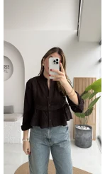 Bloom Acı Kahve Dantel Gömlek - Kod: 2214