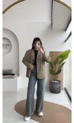 Hanna Kemerli Pitikareli Blazer Ceket - Hardal - Kod: 9720