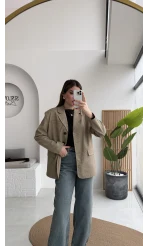 Hanna Kemerli Pitikareli Blazer Ceket - Hardal - Kod: 9720