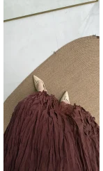 Astarlı Kırışık Beli Lastikli Etek - Tarçın - Kod: 3207