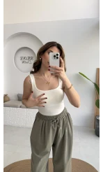 Göğüs Pedli Crop - Beyaz