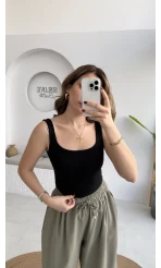Göğüs Pedli Crop - Siyah