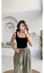 Göğüs Pedli Crop - Siyah