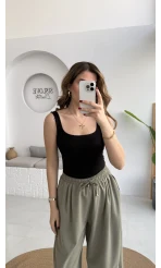 Göğüs Pedli Crop - Siyah