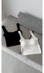 Göğüs Pedli Crop - Siyah