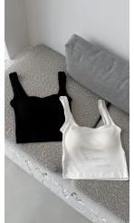 Göğüs Pedli Crop - Siyah