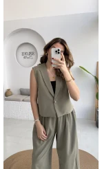 Kelly Yelek Pantolon Takım - Haki - Kod: 9588