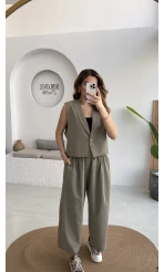 Kelly Yelek Pantolon Takım - Haki - Kod: 9588