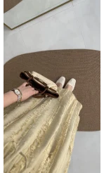 Alise Püsküllü V Yaka Balon Kol Elbise - Yeşil - Kod: 3075