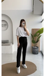 Sis Panto - Çimalı Ful Likralı Pantolon - Siyah - Kod: 1710