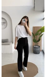 Sis Panto - Çimalı Ful Likralı Pantolon - Siyah - Kod: 1710