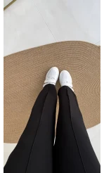 Sis Panto - Çimalı Ful Likralı Pantolon - Siyah - Kod: 1710