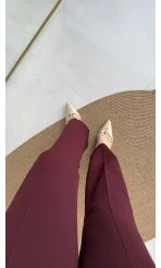 Sis Panto - Çimalı Ful Likralı Pantolon - Bordo - Kod: 1710