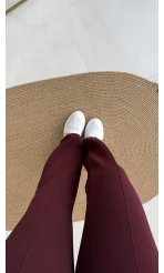 Sis Panto - Çimalı Ful Likralı Pantolon - Bordo - Kod: 1710