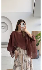 Uçuşan Pelerin Bluz - Tarçın - Kod: 5026