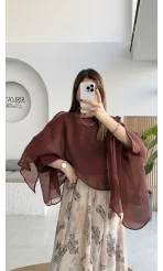 Uçuşan Pelerin Bluz - Tarçın - Kod: 5026