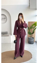 Toka Detay Kemerli Tunik Takım - Mürdüm - Kod: 8927