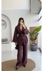 Toka Detay Kemerli Tunik Takım - Mürdüm - Kod: 8927