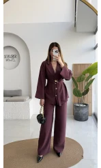 Toka Detay Kemerli Tunik Takım - Mürdüm - Kod: 8927