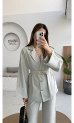 Toka Detay Kemerli Tunik Takım - Mint - Kod: 8927